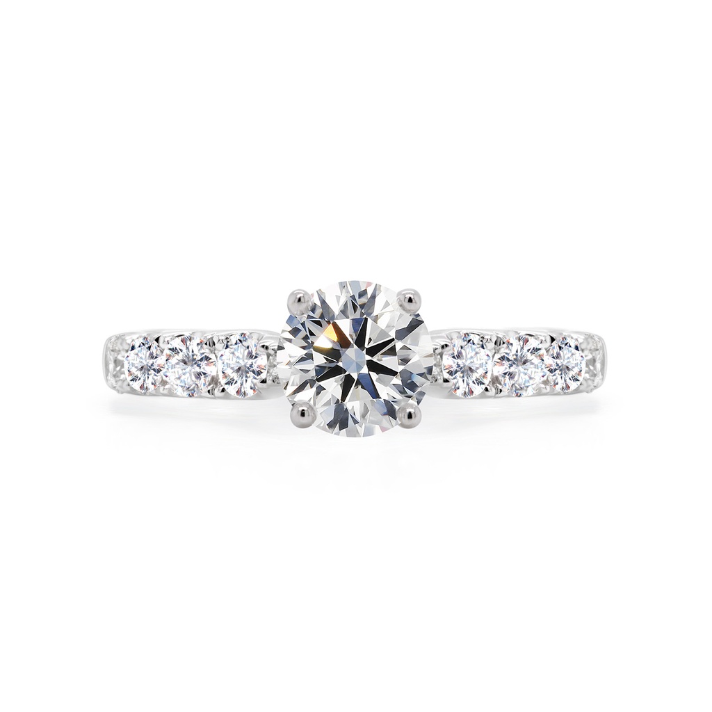[CYC] Anillo de Compromiso Forever con un diamante natural Corte Ideal Original 1ct VS2/I y adornado con 1.01ct diamantes naturales VS/G en oro blanco 18K