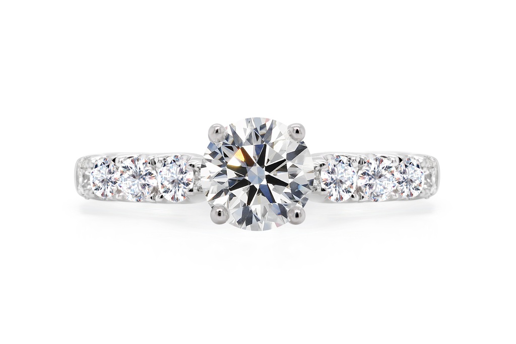 [CYC] Anillo de Compromiso Forever con un diamante natural Corte Ideal Original 1ct VS2/I y adornado con 1.01ct diamantes naturales VS/G en oro blanco 18K