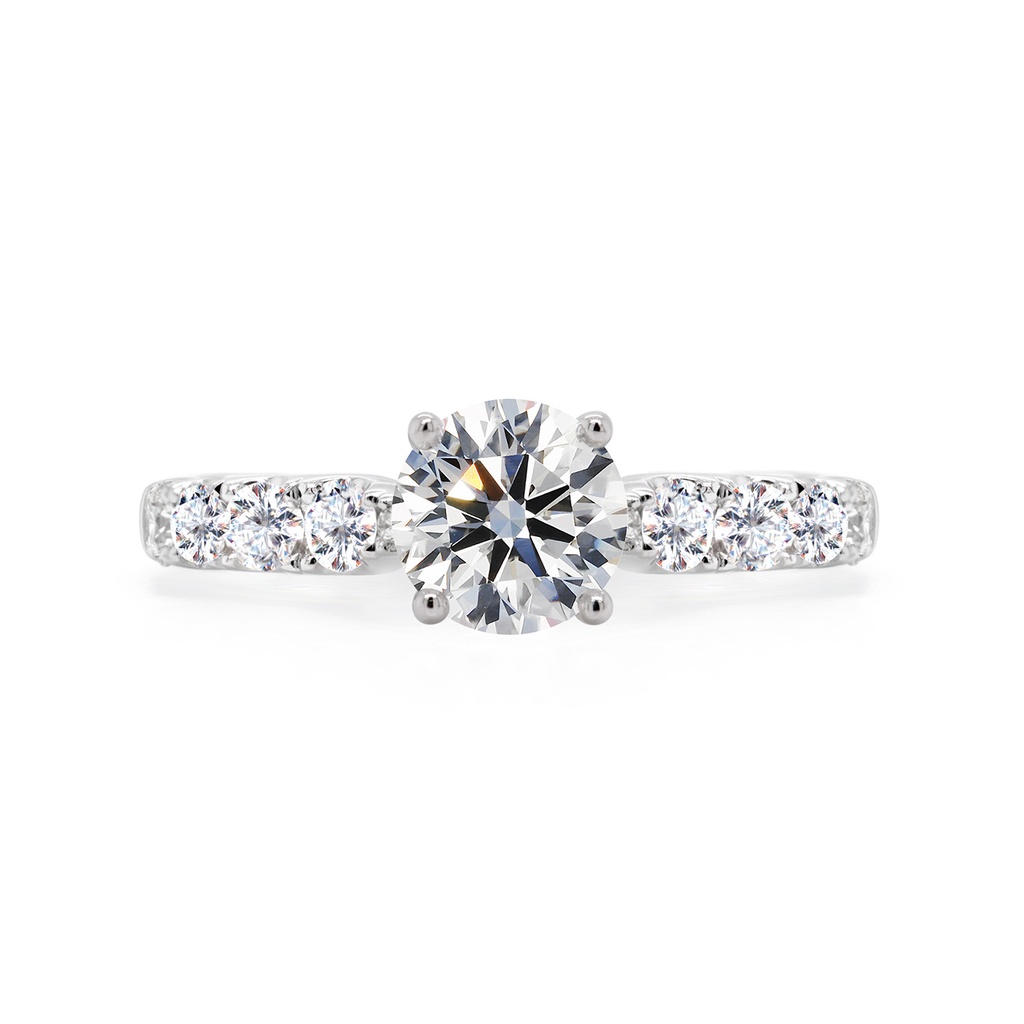 [CYC] Anillo de Compromiso Forever con un diamante natural Corte Ideal Original 1 1/3ct VS2/I y adornado con 1.01ct diamantes naturales VS/G en oro blanco 18K