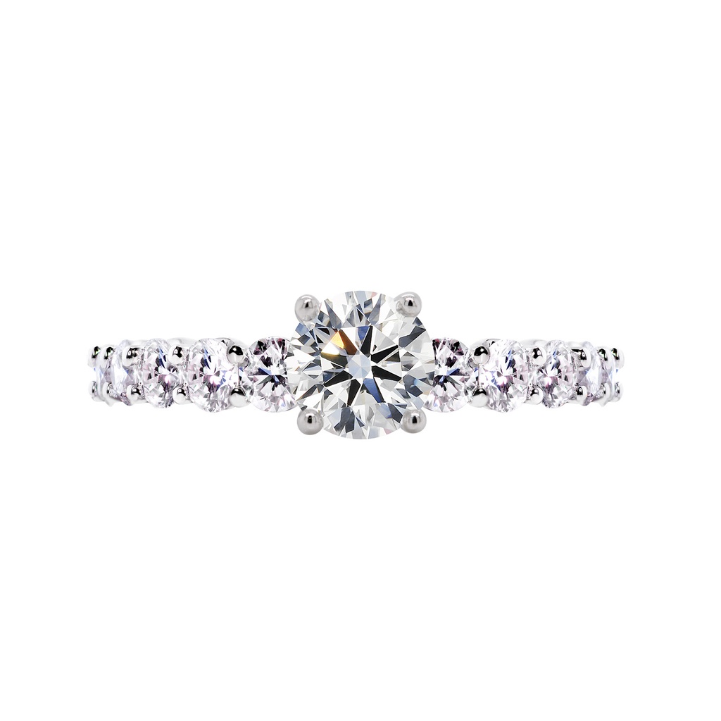 [CYC] Anillo de Compromiso Smile con un diamante natural Corte Ideal Original 3/4ct VS2/I y adornado con 0.95ct diamantes naturales VS/G en oro blanco 18K