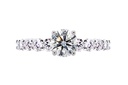 [CYC] Anillo de Compromiso Smile con un diamante natural Corte Ideal Original 1ct VS2/I y adornado con 0.95ct diamantes naturales VS/G en oro blanco 18K