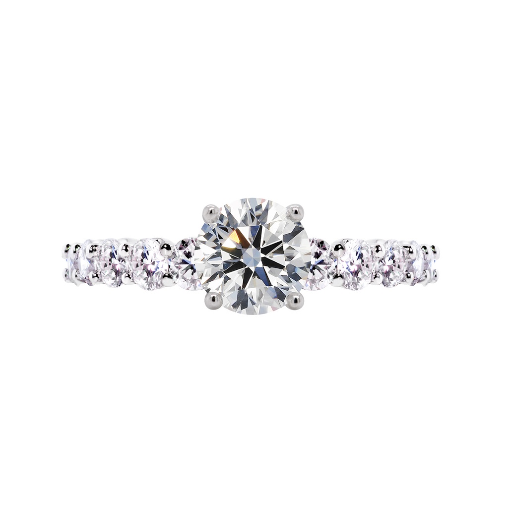 [CYC] Anillo de Compromiso Smile con un diamante natural Corte Ideal Original 1 1/3ct VS2/I y adornado con 0.95ct diamantes naturales VS/G en oro blanco 18K