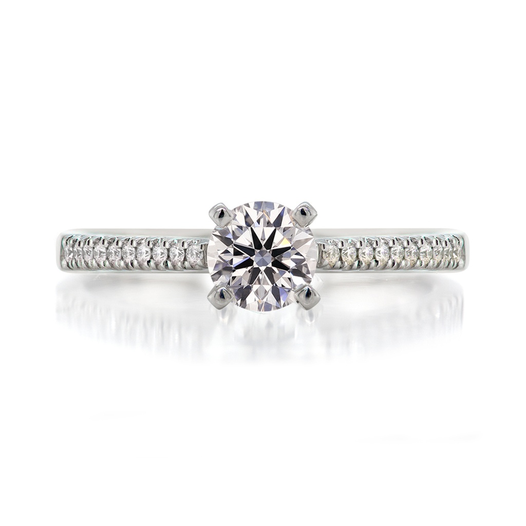 [CYC] Anillo de Compromiso Desire con un diamante natural Corte Ideal Original 1/3ct VS2/I y adornado con 0.09ct diamantes naturales VS/G en oro blanco 18K