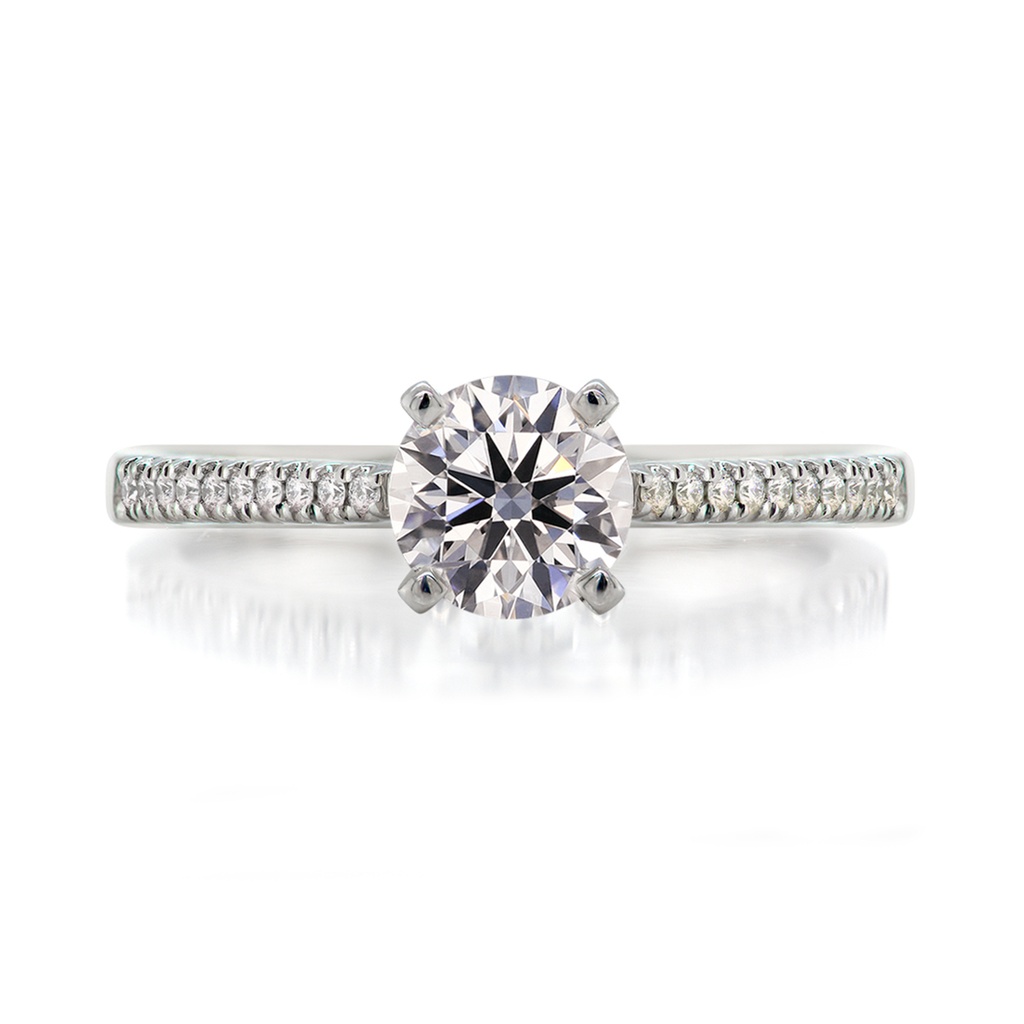 [CYC] Anillo de Compromiso Desire con un diamante natural Corte Ideal Original 2/3ct VS2/I y adornado con 0.09ct diamantes naturales VS/G en oro blanco 18K