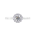 [CYC] Anillo de Compromiso Halo con un diamante natural Corte Ideal Original 1/2ct VS2/I y adornado con 0.17ct diamantes naturales VS/G en oro blanco 18K