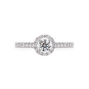 [CYC] Anillo de Compromiso Full Halo con un diamante natural Corte Ideal Original 1/4ct VS2/I y adornado con 0.24ct diamantes naturales VS/G en oro blanco 18K