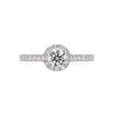 [CYC] Anillo de Compromiso Full Halo con un diamante natural Corte Ideal Original 1/3ct VS2/I y adornado con 0.24ct diamantes naturales VS/G en oro blanco 18K