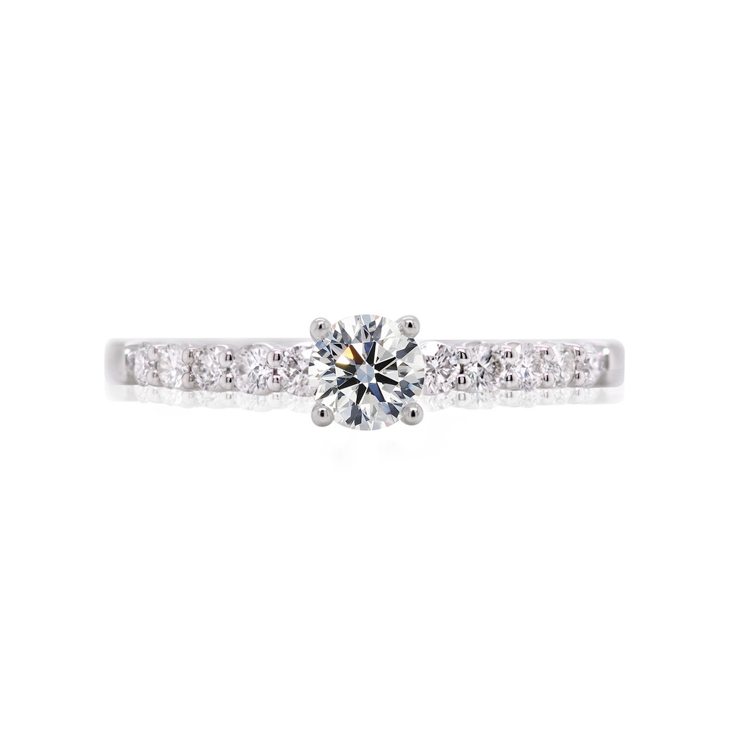 [CYC] Anillo de Compromiso Dream con un diamante natural Corte Ideal Original 1/3ct VS2/I y adornado con 0.19ct diamantes naturales VS/G en oro blanco 18K
