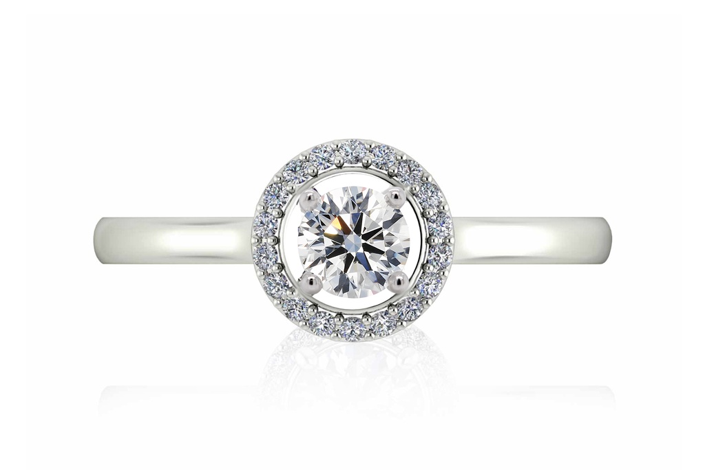 [CYC] Anillo de Compromiso Venus & Mars I con un diamante natural Corte Ideal Original 1/3ct VS2/I y adornado 14 diamantes naturales 0.10ct en oro blanco 18K