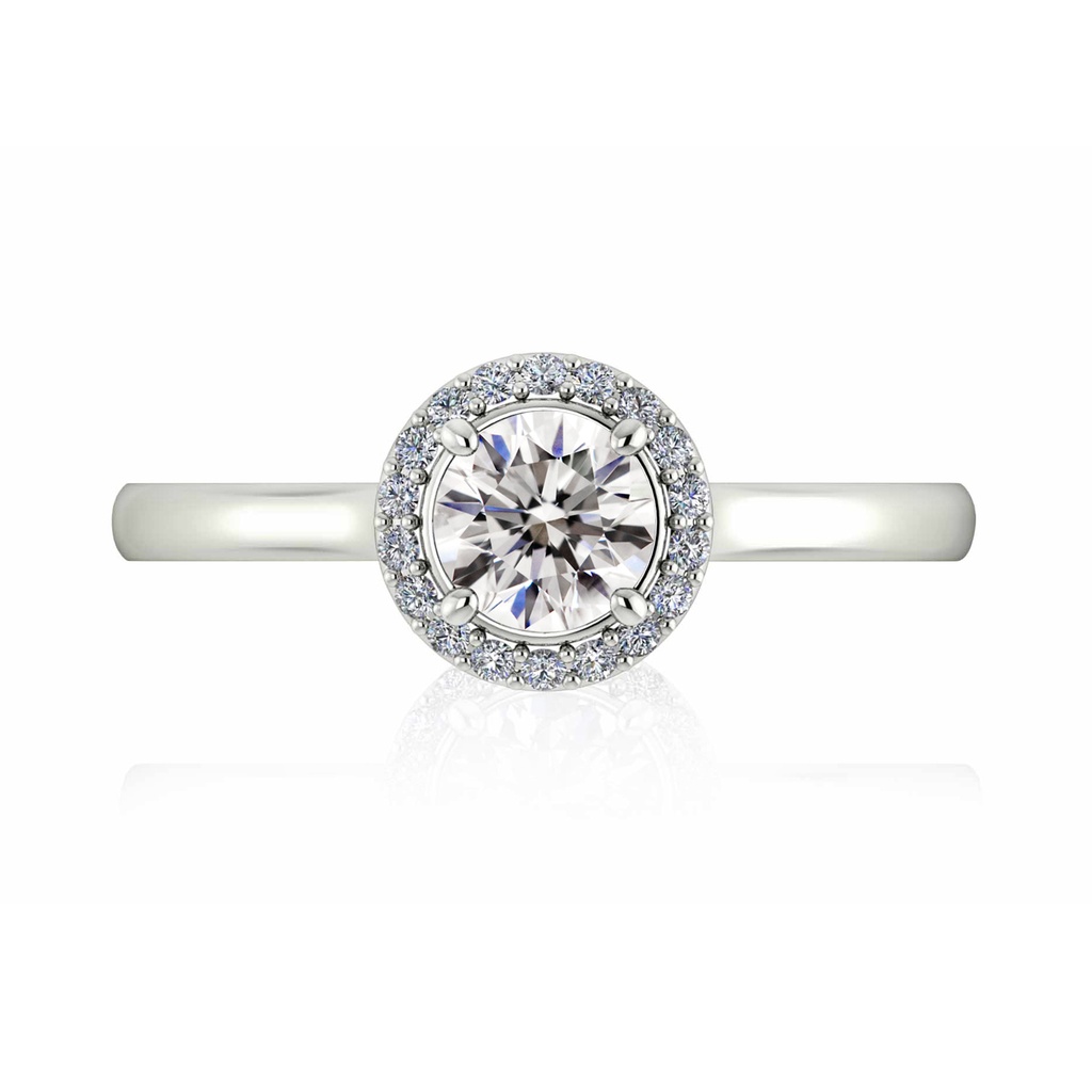 [CYC] Anillo de Compromiso Venus & Mars I con un diamante natural Corte Ideal Original 1/2ct VS2/I y adornado 14 diamantes naturales 0.10ct en oro blanco 18K