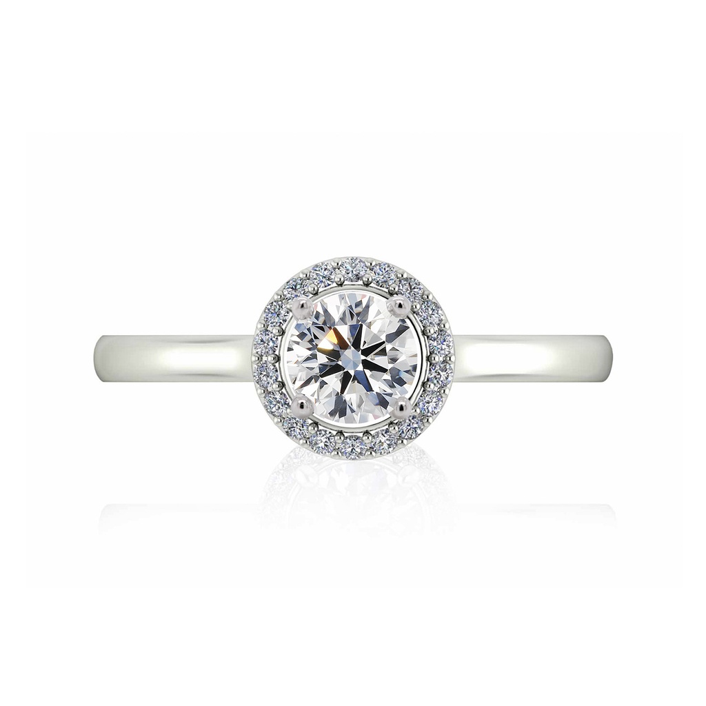 [CYC] Anillo de Compromiso Venus & Mars I con un diamante natural Corte Ideal Original 2/3ct VS2/I y adornado 14 diamantes naturales 0.10ct en oro blanco 18K