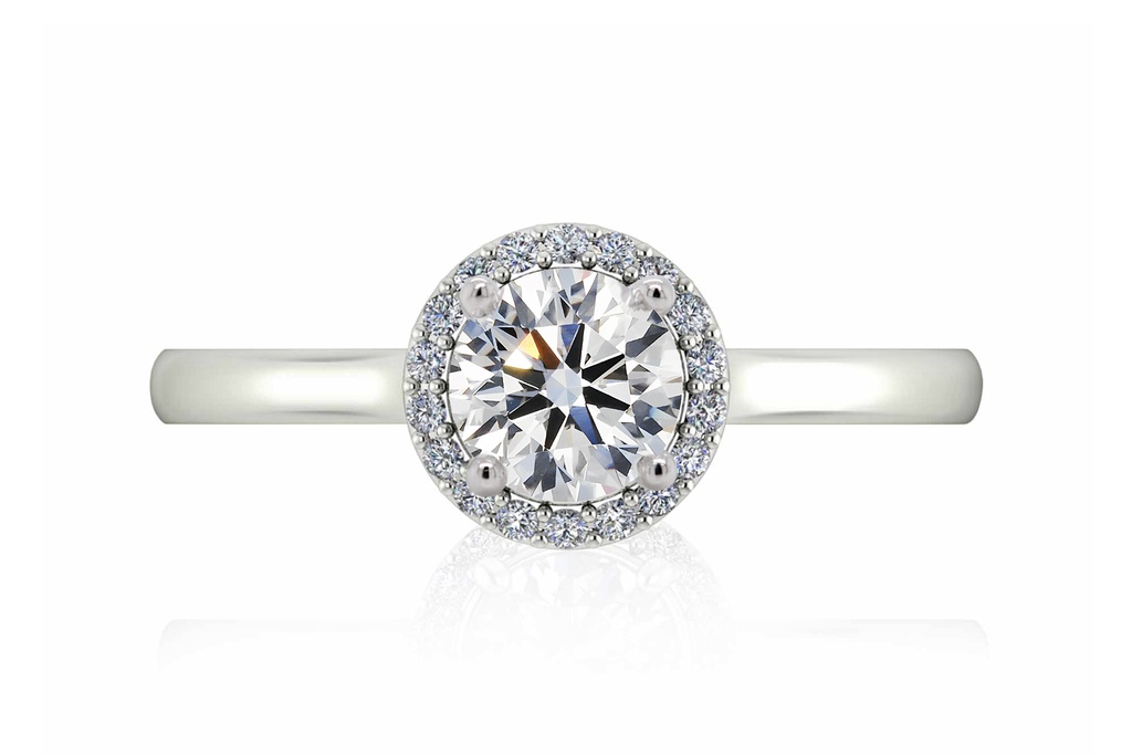 [CYC] Anillo de Compromiso Venus & Mars I con un diamante natural Corte Ideal Original 3/4ct VS2/I y adornado 14 diamantes naturales 0.10ct en oro blanco 18K