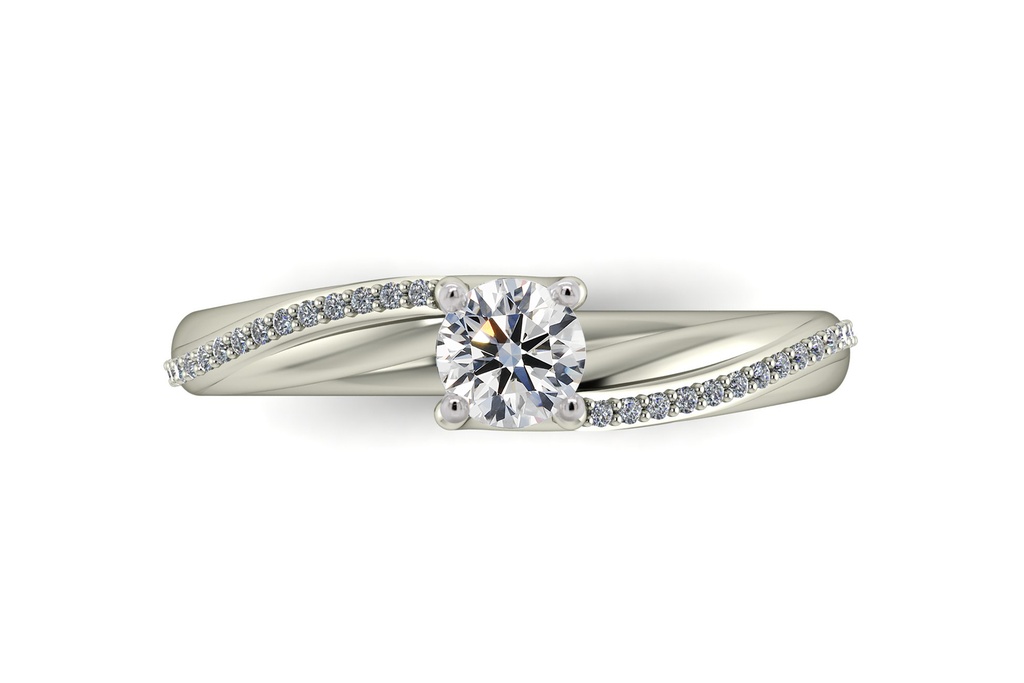 [CYC] Anillo de Compromiso Venus & Mars III con un diamante natural Corte Ideal Original 1/4ct VS2/I y adornado con 28 diamantes naturales 0.07ct en oro blanco 18K