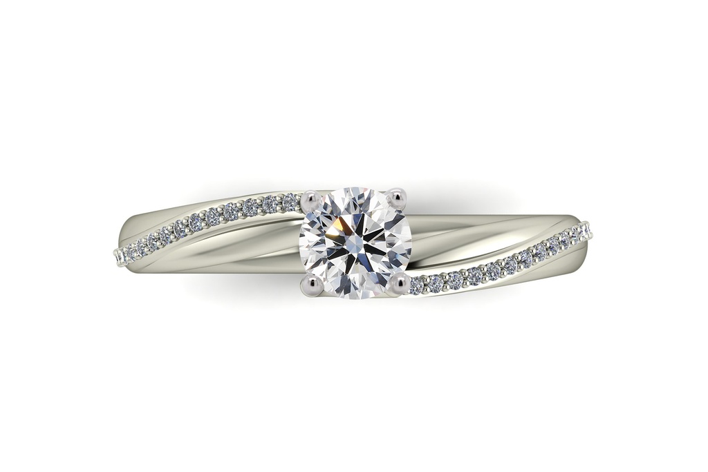 [CYC] Anillo de Compromiso Venus & Mars III con un diamante natural Corte Ideal Original 1/3ct VS2/I y adornado con 28 diamantes naturales 0.07ct en oro blanco 18K