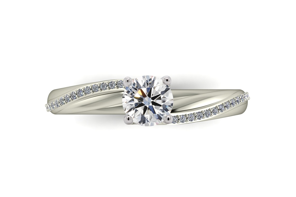 [CYC] Anillo de Compromiso Venus & Mars III con un diamante natural Corte Ideal Original 1/2ct VS2/I y adornado con 28 diamantes naturales 0.07ct en oro blanco 18K