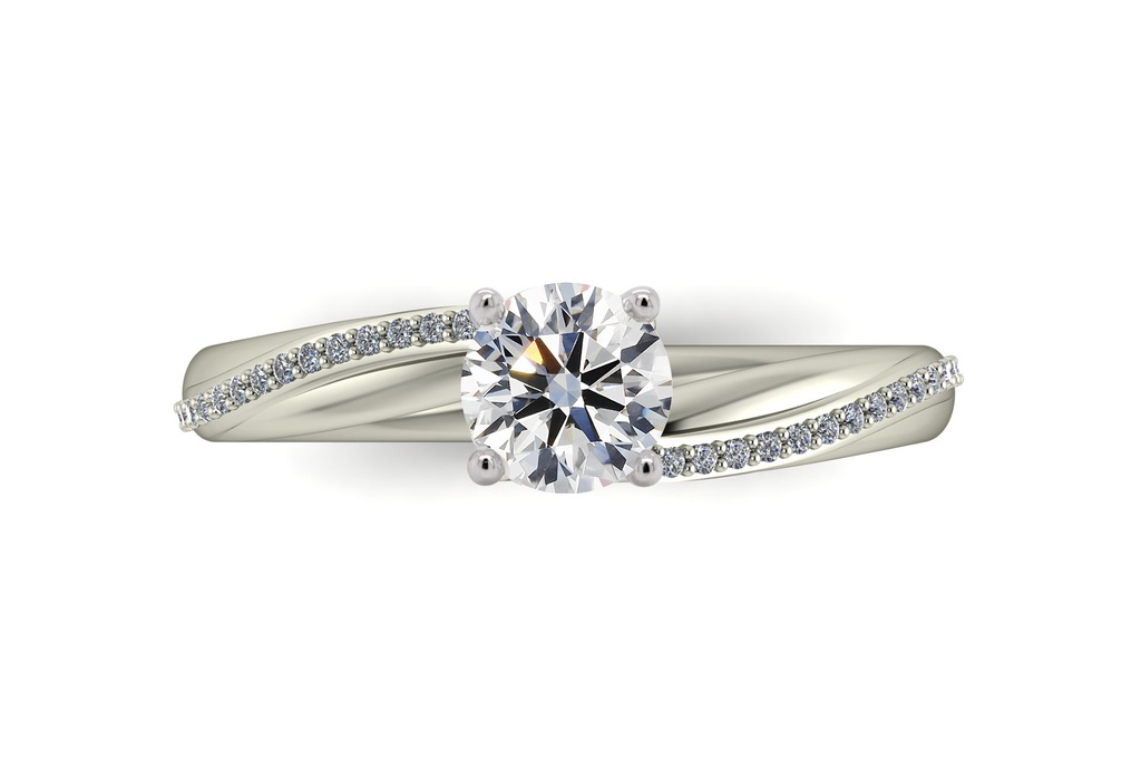 [CYC] Anillo de Compromiso Venus & Mars III con un diamante natural Corte Ideal Original 2/3ct VS2/I y adornado con 28 diamantes naturales 0.07ct en oro blanco 18K