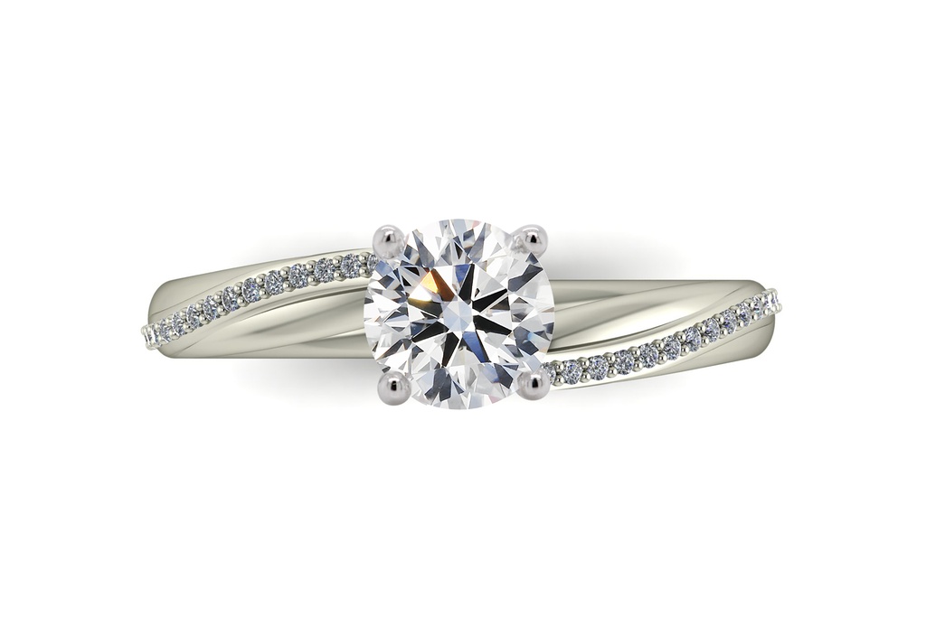 [CYC] Anillo de Compromiso Venus & Mars III con un diamante natural Corte Ideal Original 3/4ct VS2/I y adornado con 28 diamantes naturales 0.07ct en oro blanco 18K