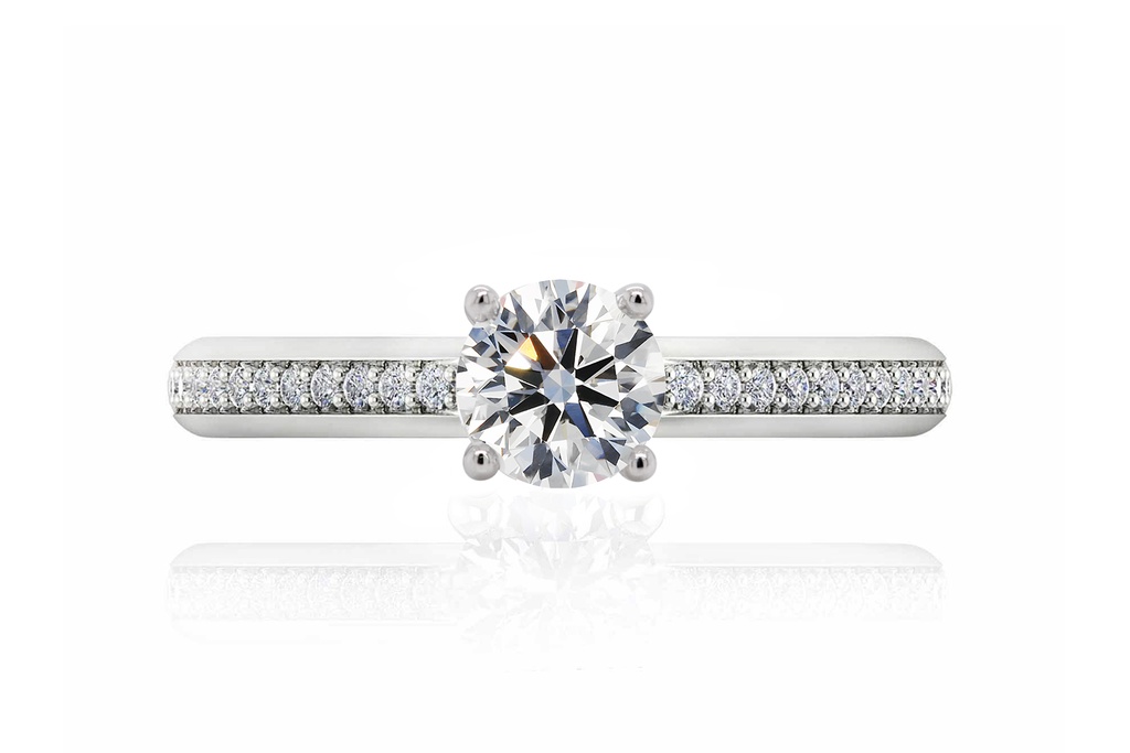 [CYC] Anillo de Compromiso Venus & Mars IV con un diamante natural Corte Ideal Original 2/3ct VS2/I y adornado con 26 diamantes naturales 0.12ct en oro blanco 18K