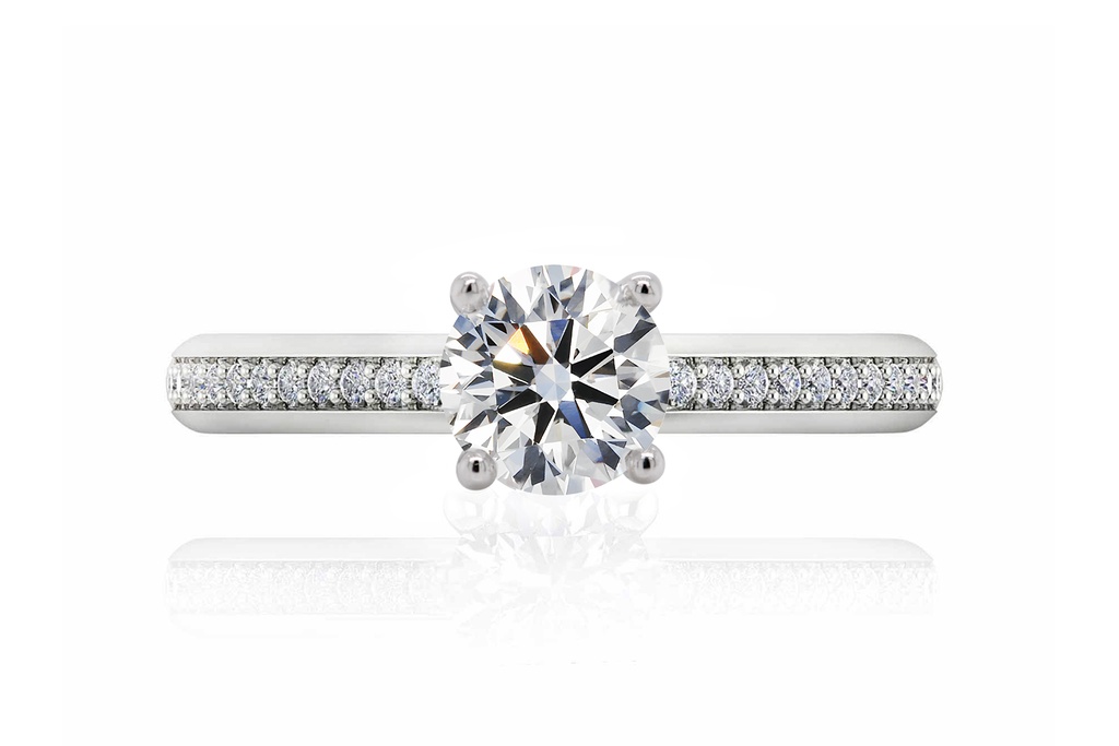 [CYC] Anillo de Compromiso Venus & Mars IV con un diamante natural Corte Ideal Original 3/4ct VS2/I y adornado con 26 diamantes naturales 0.12ct en oro blanco 18K