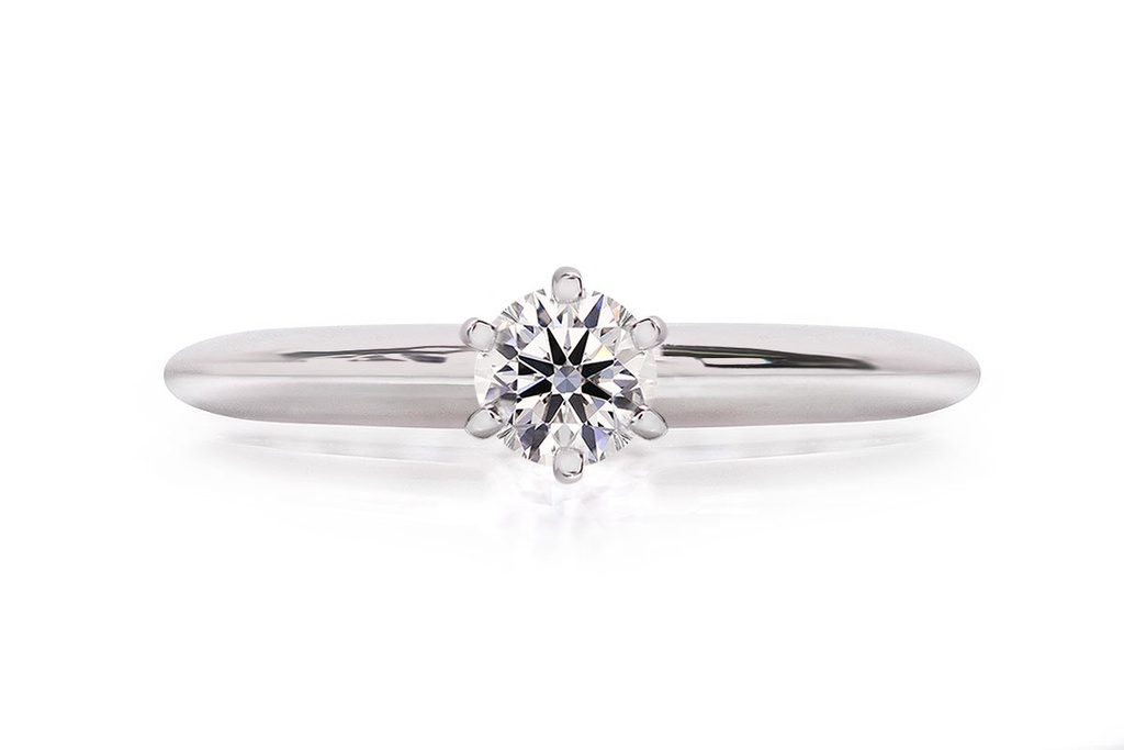 [CYC] Anillo de Compromiso Queen con un diamante natural Corte Ideal Original 1/4ct VS2/I en oro blanco 14K