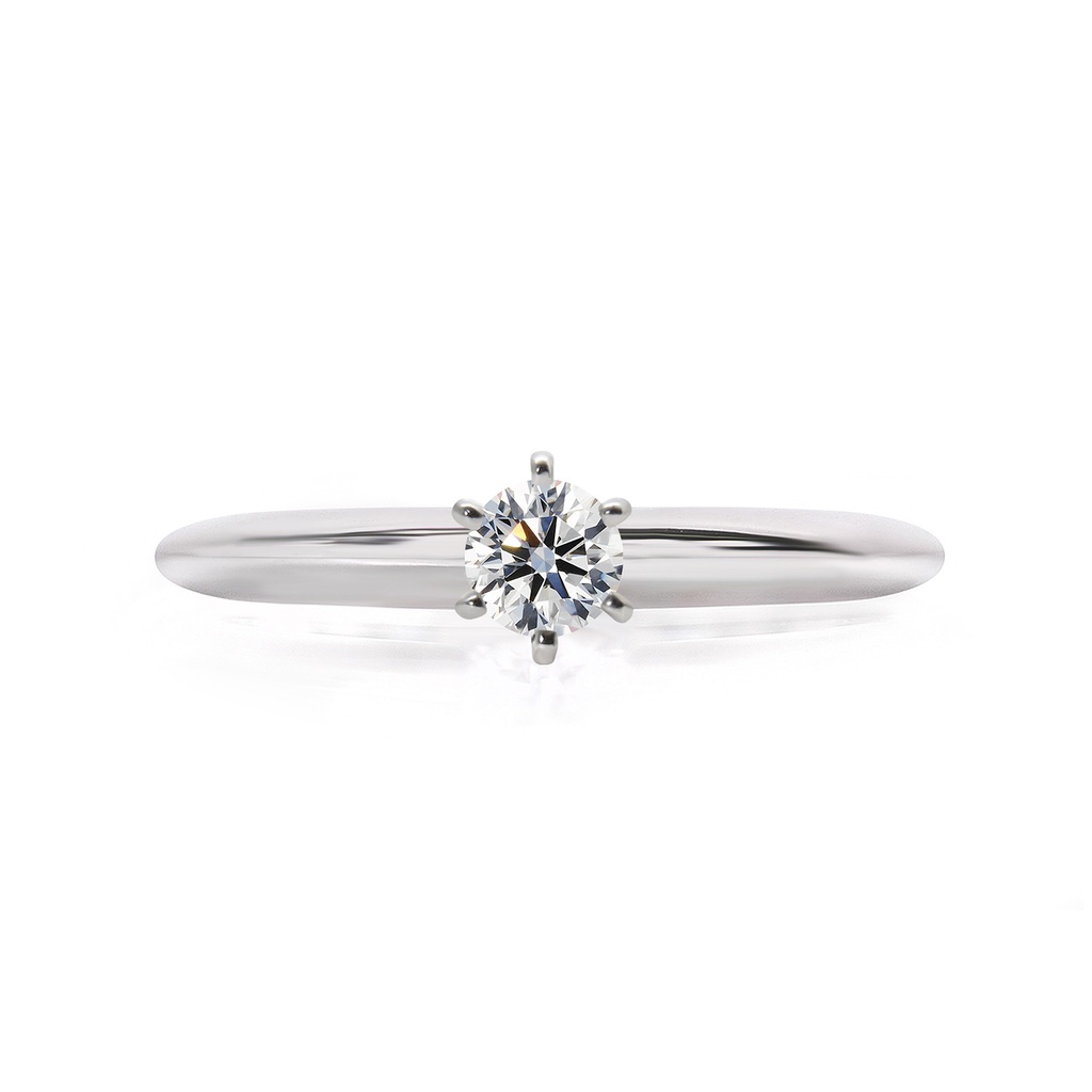 [CYC] Anillo de Compromiso Queen con un diamante natural Corte Ideal Original 1/4ct VS2/I en oro blanco 14K