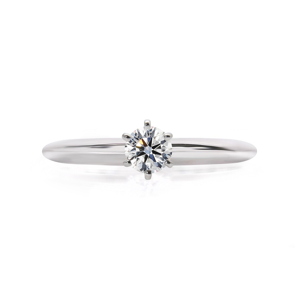 [CYC] Anillo de Compromiso Queen con un diamante natural Corte Ideal Original 1/3ct VS2/I en oro blanco 14K
