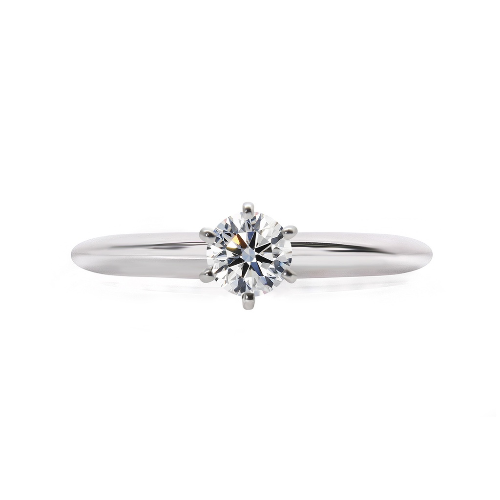 [CYC] Anillo de Compromiso Queen con un diamante natural Corte Ideal Original 1/2ct VS2/I en oro blanco 14K