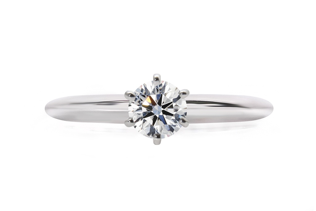 [CYC] Anillo de Compromiso Queen con un diamante natural Corte Ideal Original 2/3ct VS2/I en oro blanco 14K