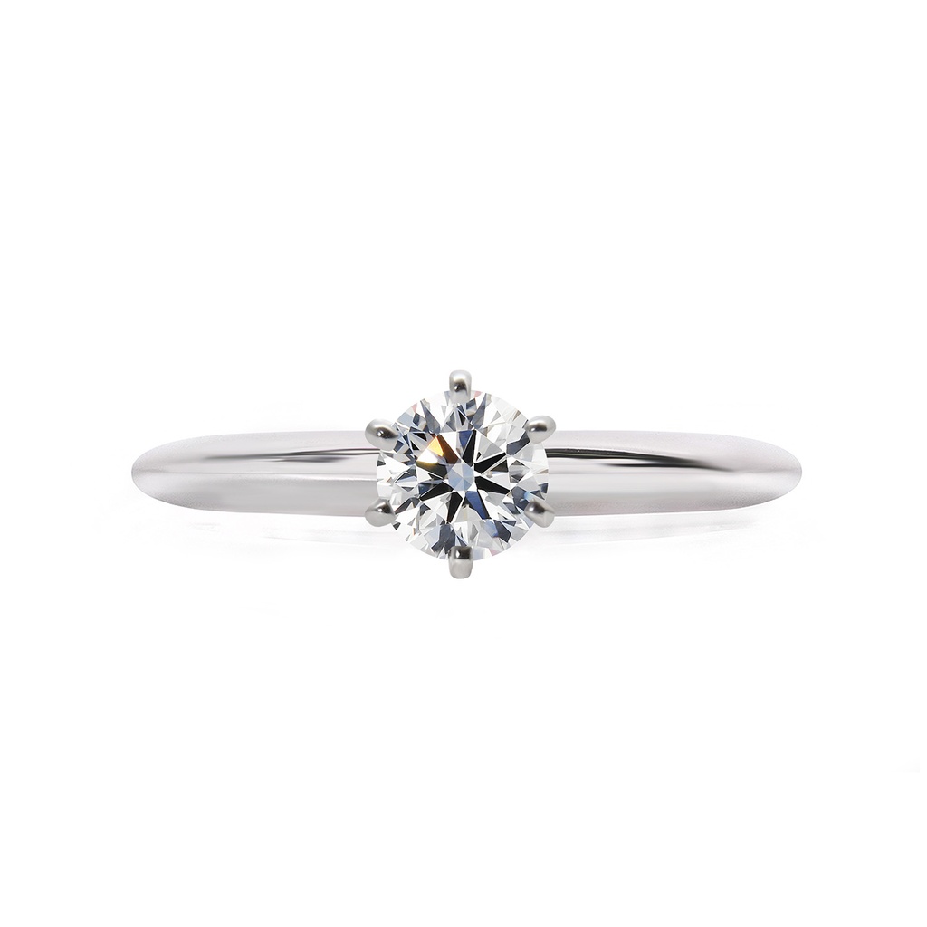 [CYC] Anillo de Compromiso Queen con un diamante natural Corte Ideal Original 2/3ct VS2/I en oro blanco 14K
