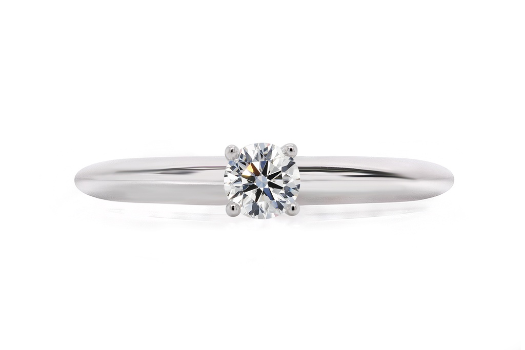 [CYC] Anillo de Compromiso Princess con un diamante natural Corte Ideal Original 1/4ct VS2/I en oro blanco 14K