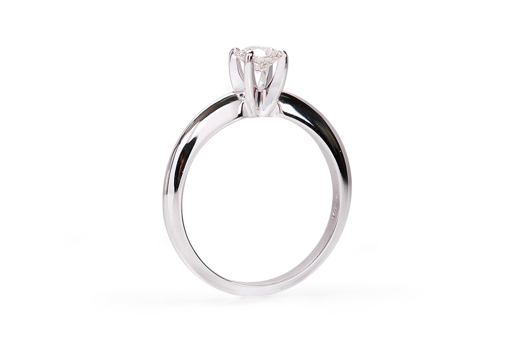 [CYC] Anillo de Compromiso Princess con un diamante natural Corte Ideal Original 1/4ct VS2/I en oro blanco 14K