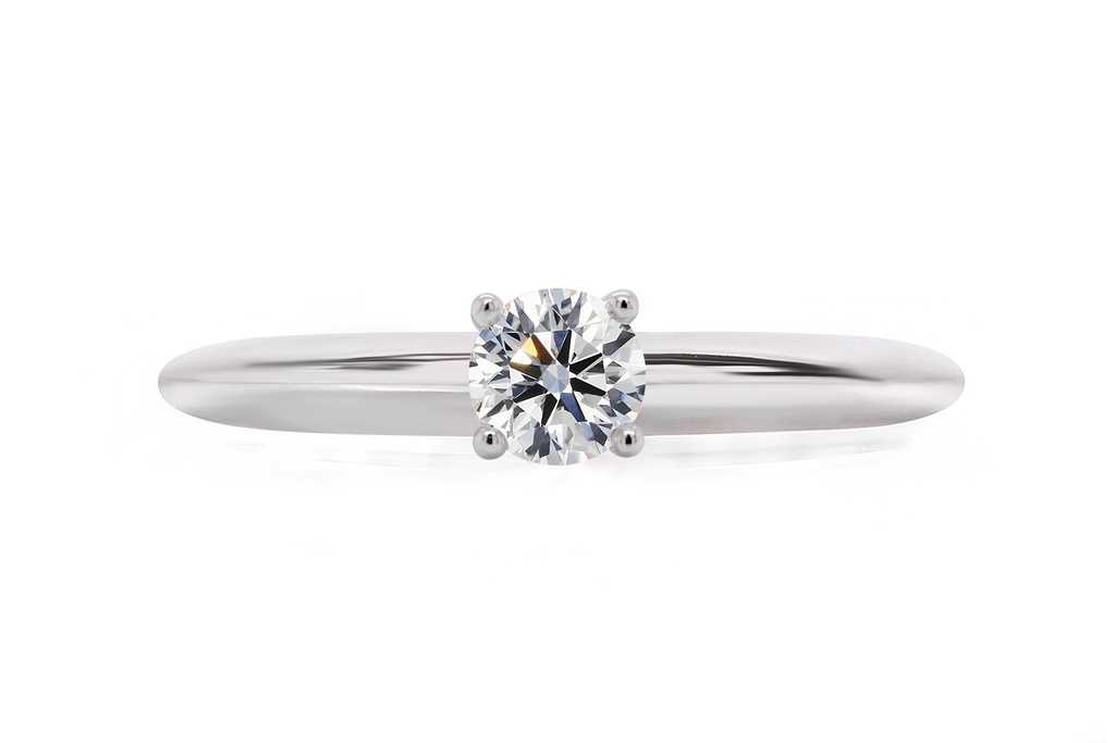[CYC] Anillo de Compromiso Princess con un diamante natural Corte Ideal Original 1/3ct VS2/I en oro blanco 14K