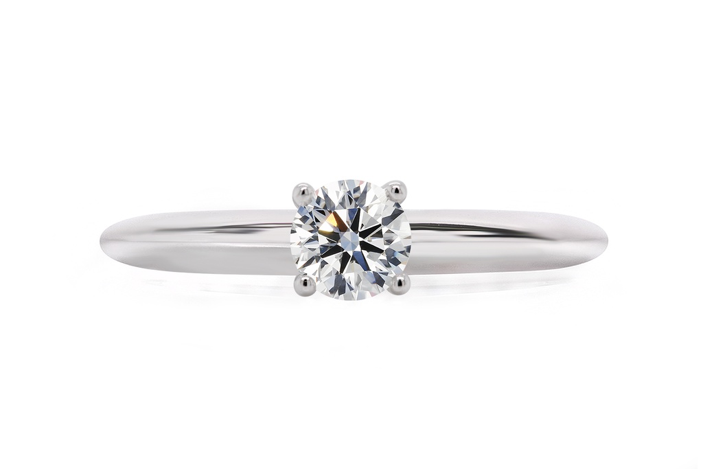 [CYC] Anillo de Compromiso Princess con un diamante natural Corte Ideal Original 1/2ct VS2/I en oro blanco 14K