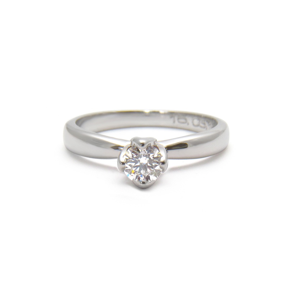 [CYC] Anillo de Compromiso Tulipset con un diamante natural Corte Ideal Original 1/3ct VS2/I en oro blanco 14K