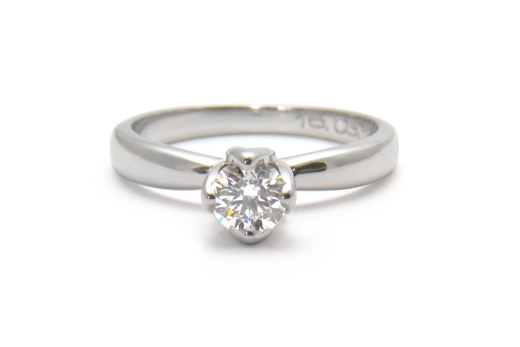 [CYC] Anillo de Compromiso Tulipset con un diamante natural Corte Ideal Original 1/2ct VS2/I en oro blanco 14K