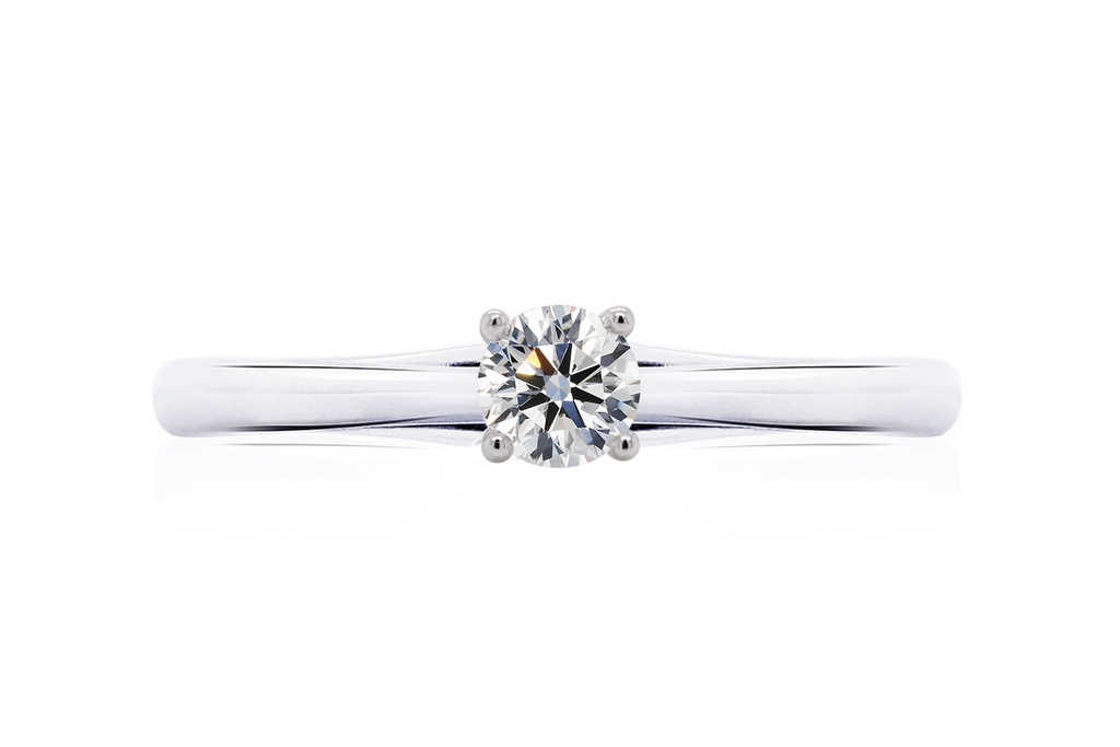 [CYC] Anillo de Compromiso Pyramide con un diamante natural Corte Ideal Original 1/3ct VS2/I en oro blanco 14K