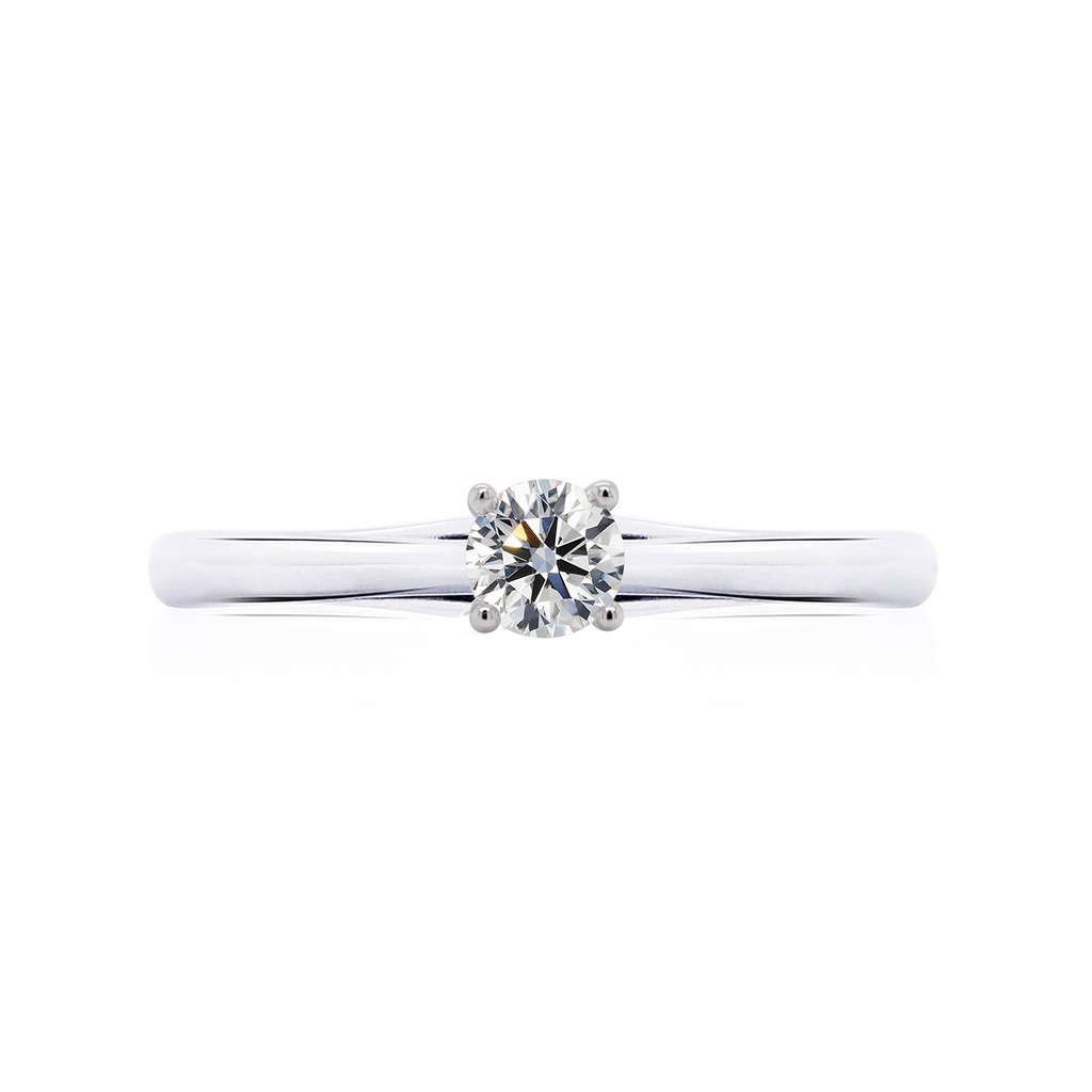 [CYC] Anillo de Compromiso Pyramide con un diamante natural Corte Ideal Original 1/3ct VS2/I en oro blanco 14K