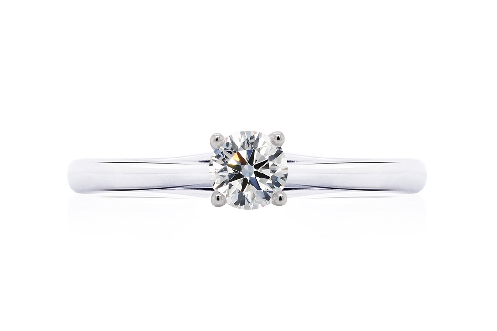 [CYC] Anillo de Compromiso Pyramide con un diamante natural Corte Ideal Original 1/2ct VS2/I en oro blanco 14K