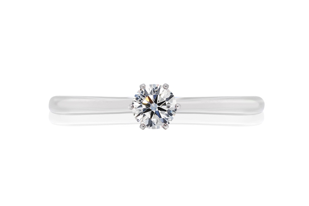 [CYC] Anillo de Compromiso Crown con un diamante natural Corte Ideal Original 1/4ct VS2/I en oro blanco 14K