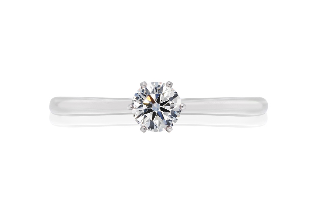 [CYC] Anillo de Compromiso Crown con un diamante natural Corte Ideal Original 1/3ct VS2/I en oro blanco 14K