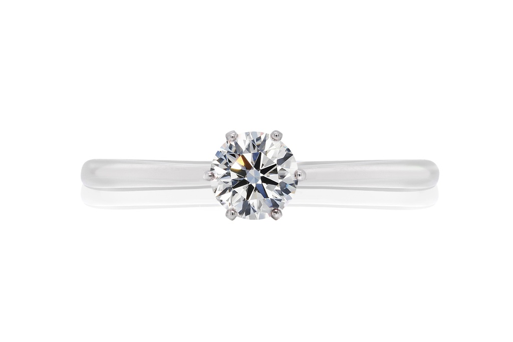 [CYC] Anillo de Compromiso Crown con un diamante natural Corte Ideal Original 1/2ct VS2/I en oro blanco 14K
