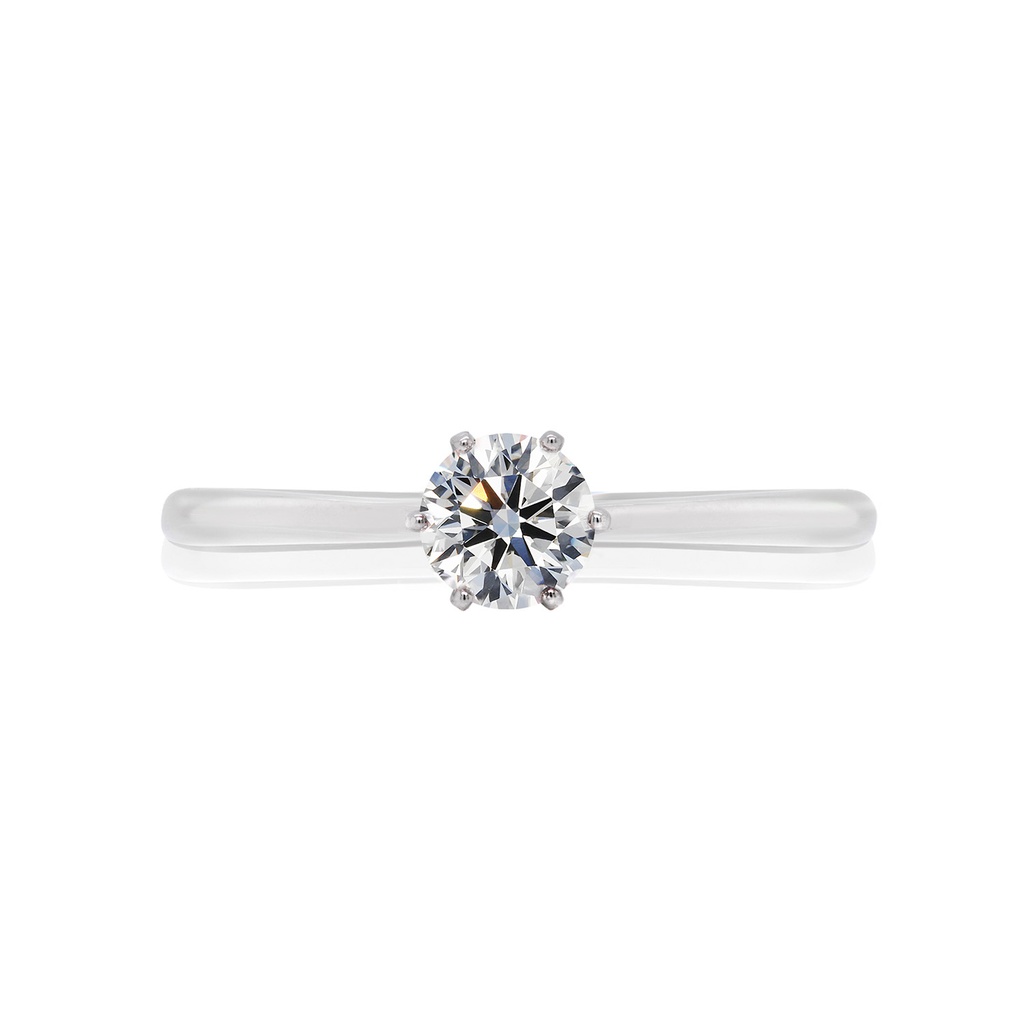 [CYC] Anillo de Compromiso Crown con un diamante natural Corte Ideal Original 1/2ct VS2/I en oro blanco 14K