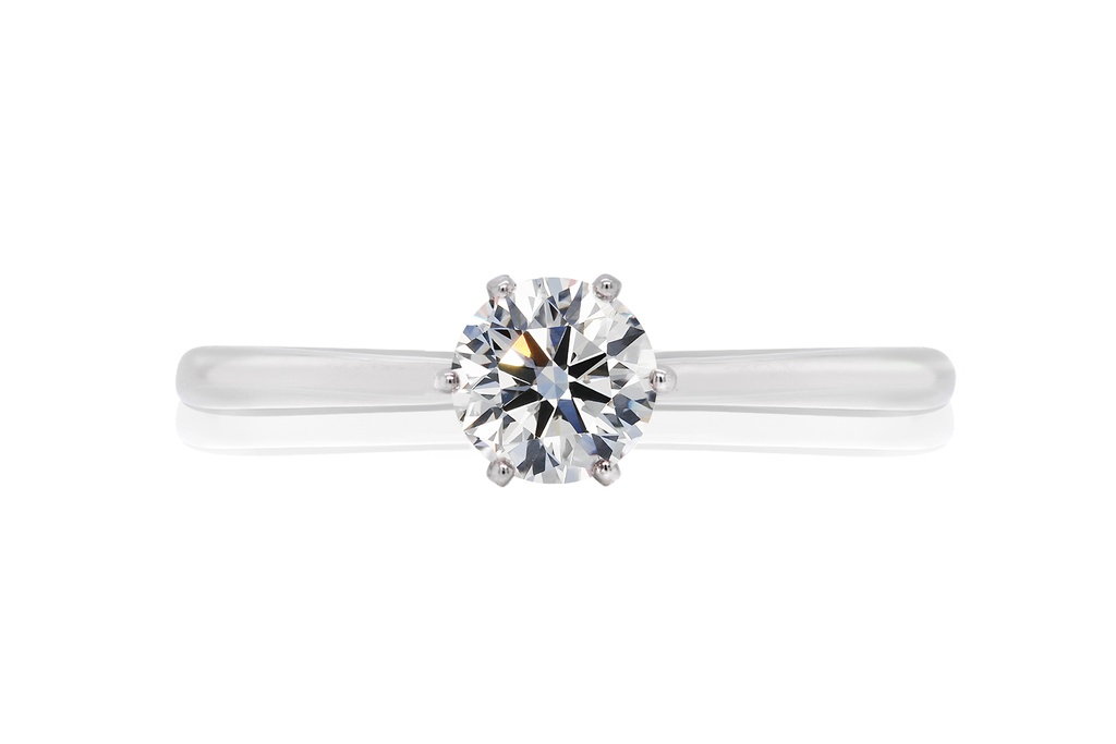 [CYC] Anillo de Compromiso Crown con un diamante natural Corte Ideal Original 2/3ct VS2/I en oro blanco 14K