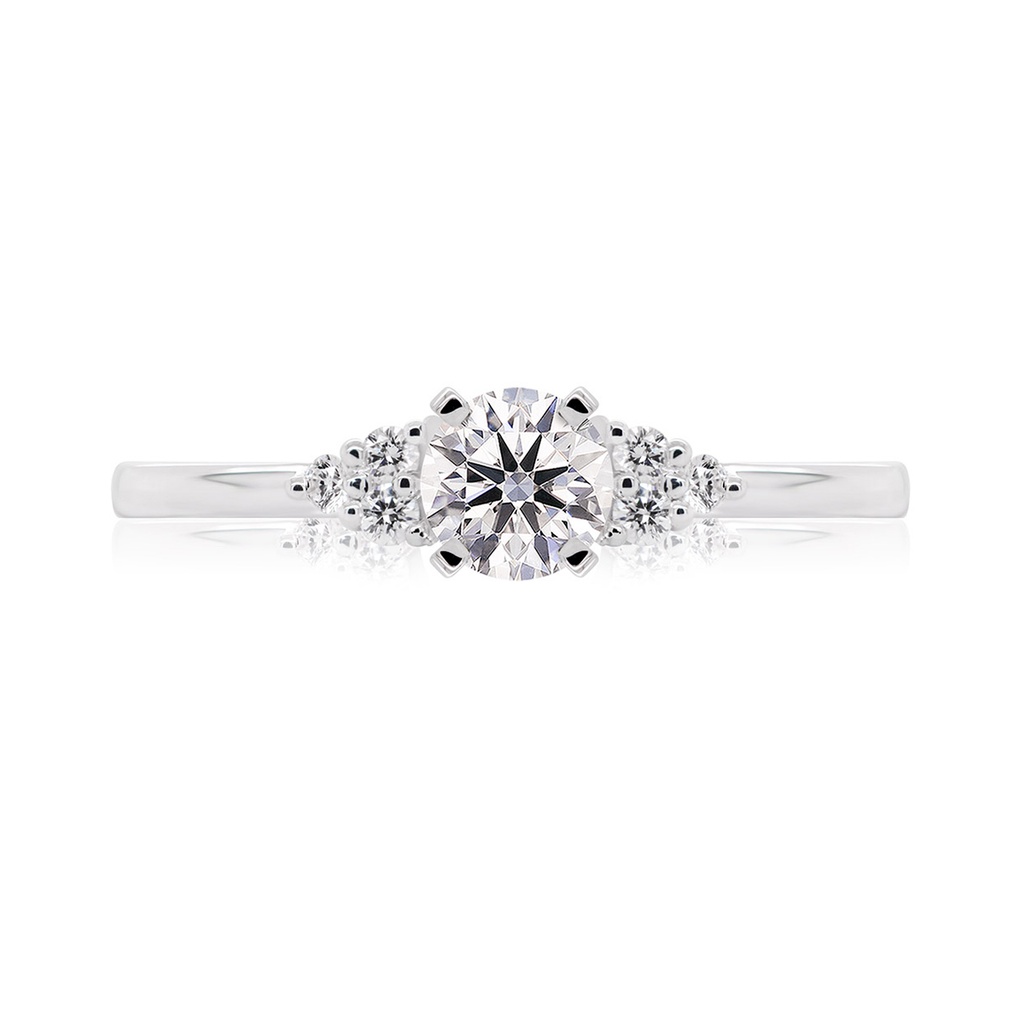 [CYC] Anillo de Compromiso Destellos con un diamante natural Corte Ideal Original 1/2ct VS2/I en oro blanco 14K