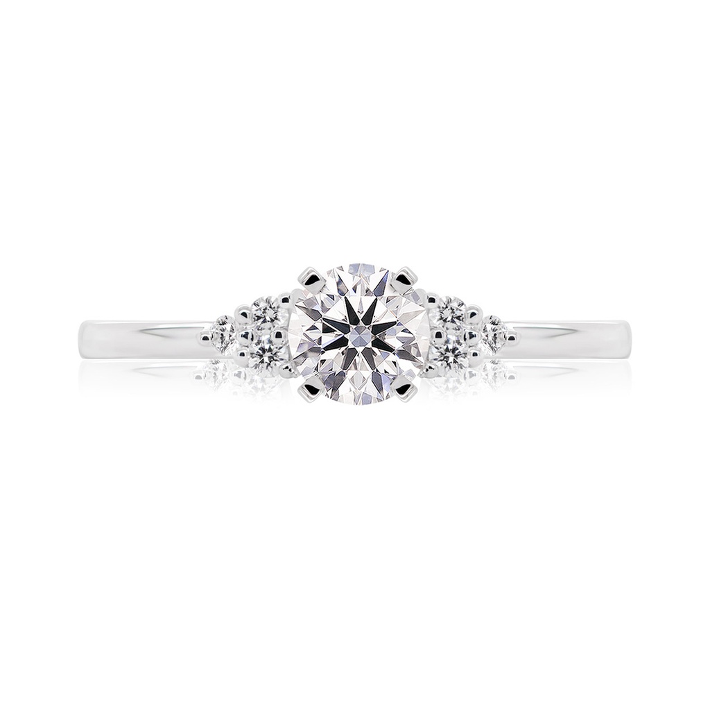 [CYC] Anillo de Compromiso Destellos con un diamante natural Corte Ideal Original 2/3ct VS2/I en oro blanco 14K