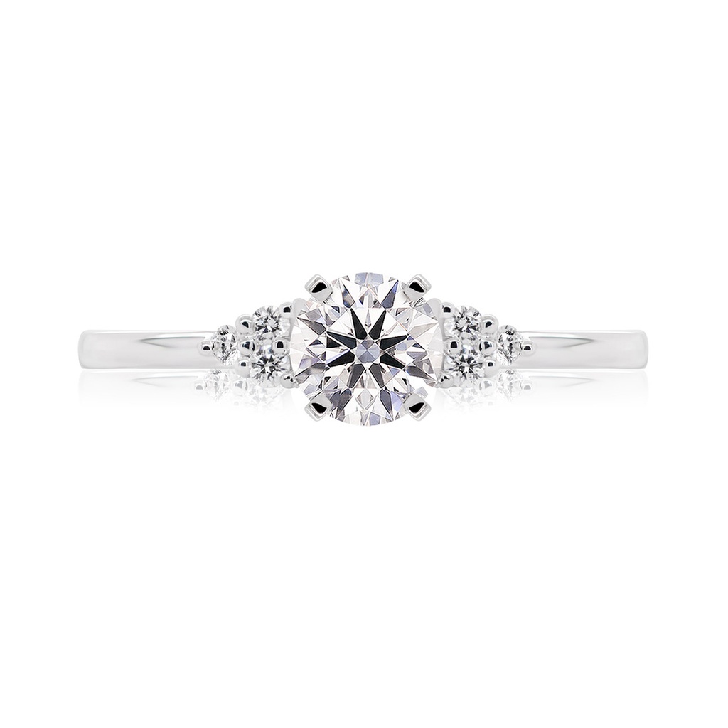 [CYC] Anillo de Compromiso Destellos con un diamante natural Corte Ideal Original 3/4ct VS2/I en oro blanco 14K