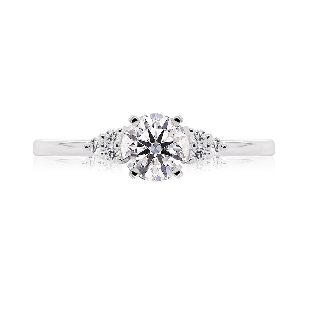 [CYC] Anillo de Compromiso Destellos con un diamante natural Corte Ideal Original 1ct VS2/I en oro blanco 14K
