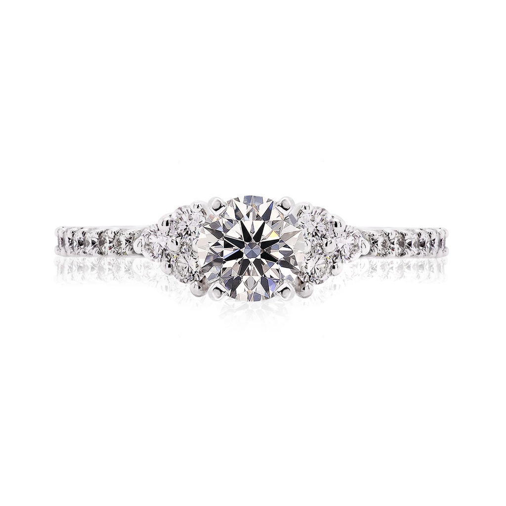 [CYC] Anillo de Compromiso Sugar con un diamante natural Corte Ideal Original 3/4ct VS2/I y adornado con 0.26ct de diamantes naturales en oro blanco 18K