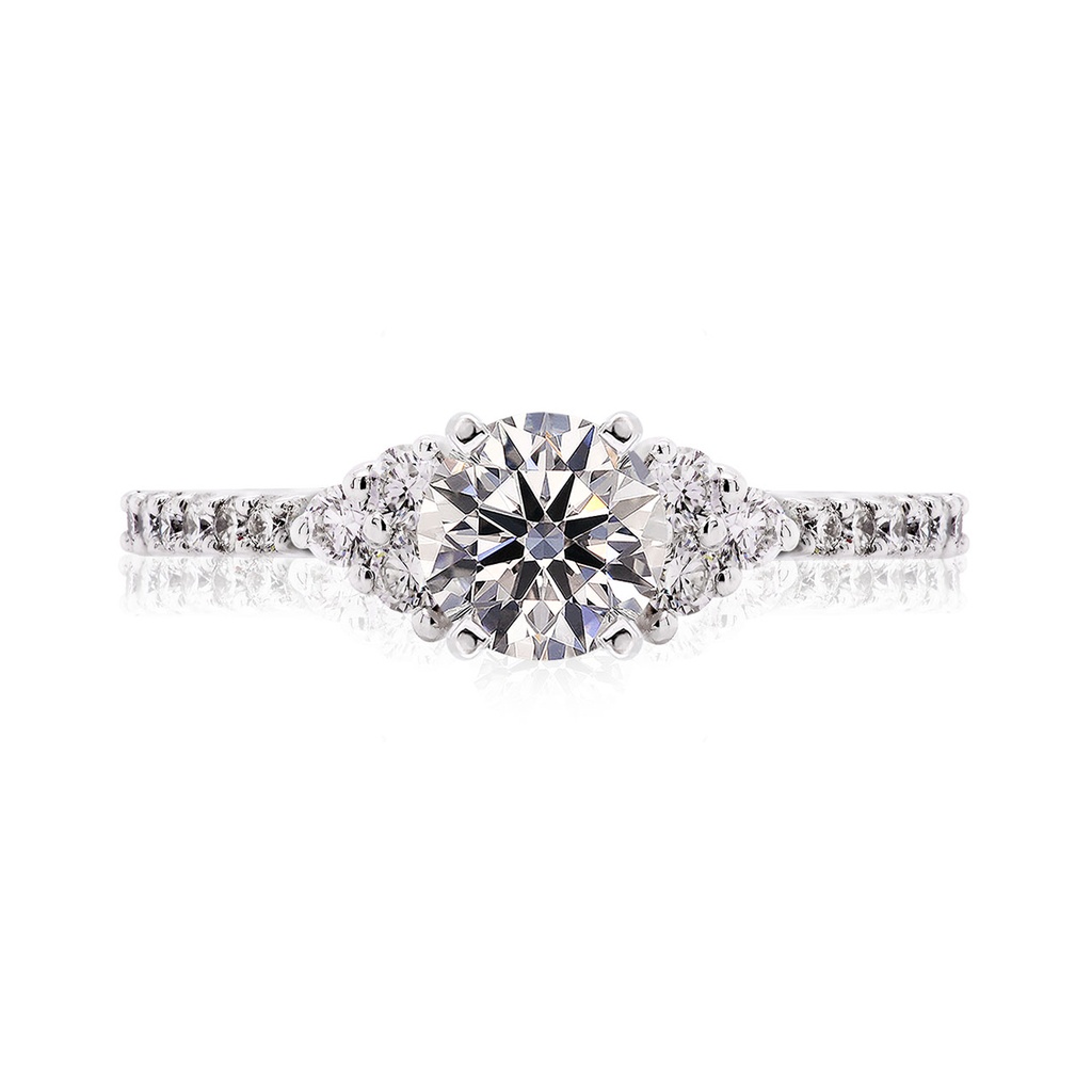 [CYC] Anillo de Compromiso Sugar con un diamante natural Corte Ideal Original 1ct VS2/I y adornado con 0.26ct de diamantes naturales en oro blanco 18K