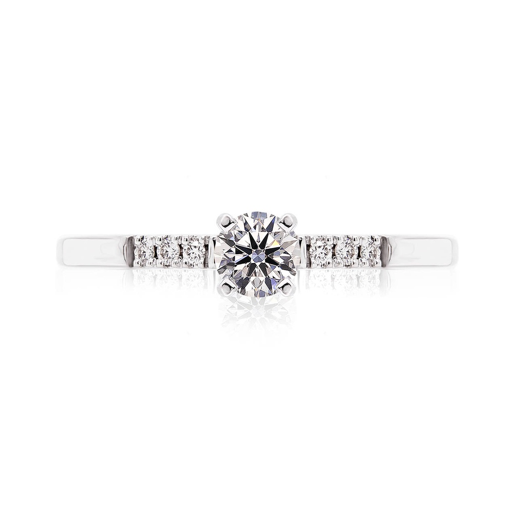 [CYC] Anillo de Compromiso Petite con un diamante natural Corte Ideal Original 1/3ct VS2/I y adornado con 0.05ct de diamantes naturales en oro blanco 18K